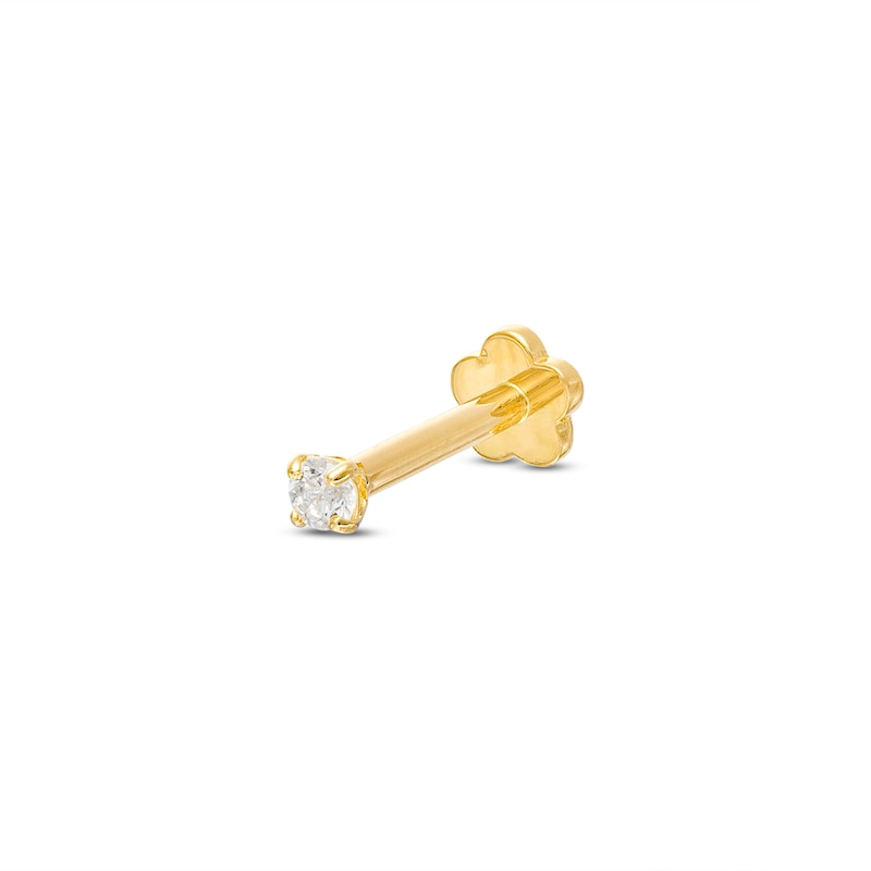 14K Gold Tube CZ Stud - 16G 5/16"