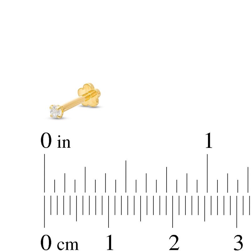 Main Image 2 of 14K Gold Tube CZ Stud - 16G 5/16"