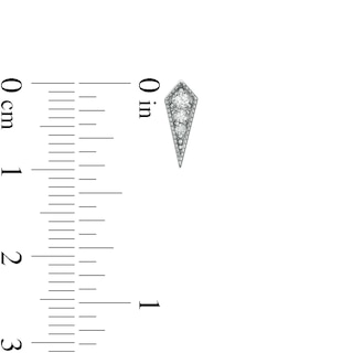 Cubic Zirconia Graduated Trio Art Deco Kite-Shaped Solid Stud Earrings in Sterling Silver