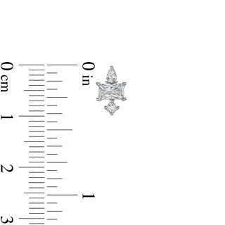 Multi-Shape Cubic Zirconia Trio Linear Cluster Solid Stud Earrings in Sterling Silver