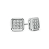 Thumbnail Image 1 of Octagonal Composite Cubic Zirconia Frame Solid Stud Earrings in Sterling Silver
