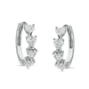 Thumbnail Image 0 of Heart-Shaped Cubic Zirconia Huggie Hoop Earrings in Solid Sterling Silver