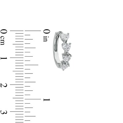 Solid Sterling Silver Heart-Shaped CZ Four Stone Huggies