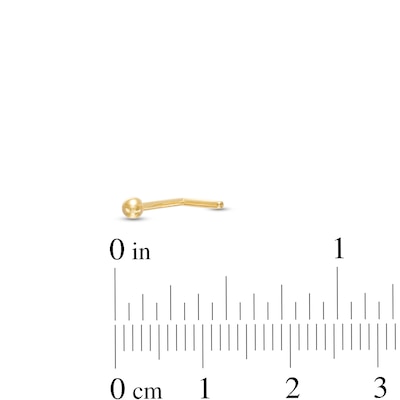 14K Hollow Gold Ball L-Shaped Nose Ring - 18G 5/16"