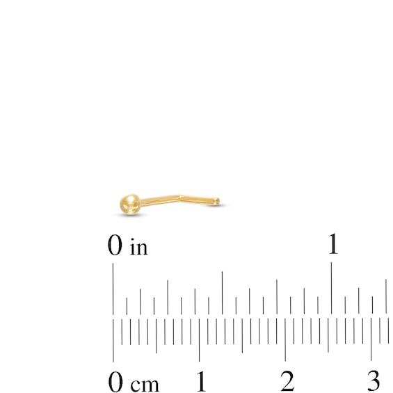 14K Hollow Gold Ball L-Shaped Nose Ring - 18G 5/16"