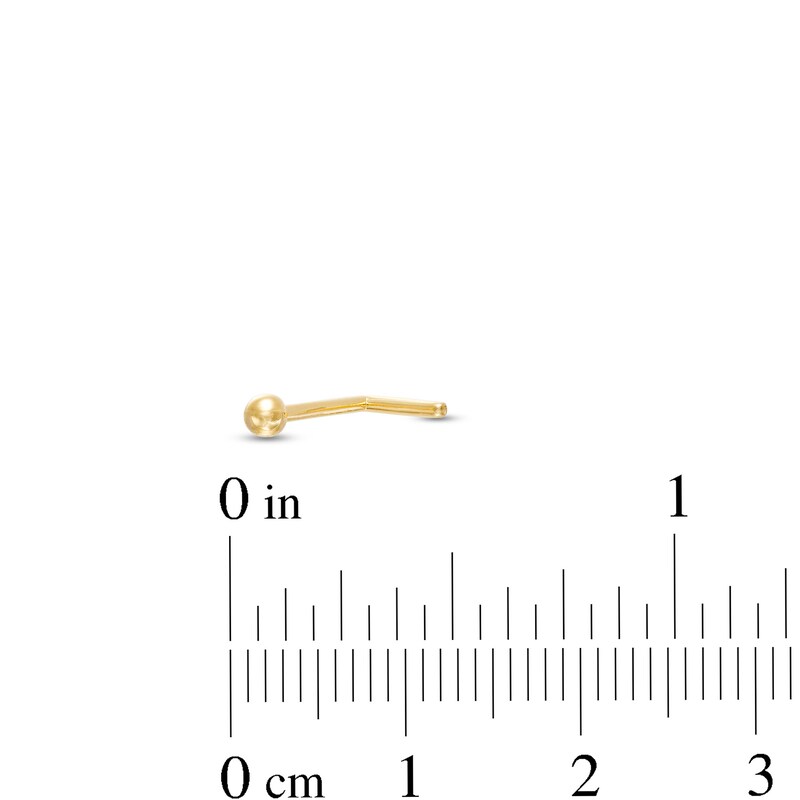 Main Image 2 of 14K Hollow Gold Ball L-Shaped Nose Ring - 18G 5/16"