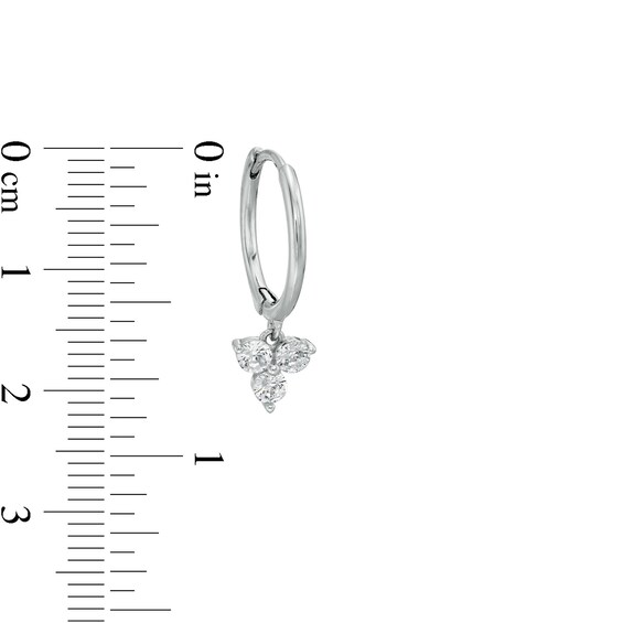 Cubic Zirconia Dangle Hoop Earrings in Sterling Silver