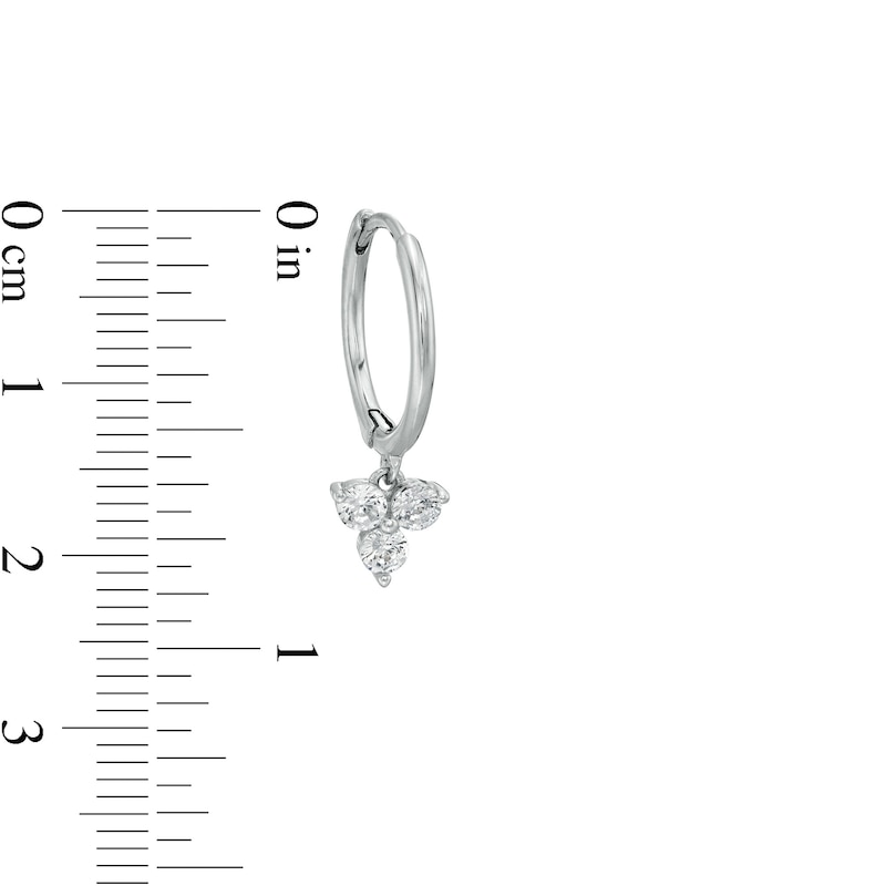 Cubic Zirconia Dangle Hoop Earrings in Sterling Silver