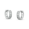 Thumbnail Image 1 of 3mm Square-Cut Cubic Zirconia Four Stone Solid Huggie Hoop Earrings in Solid Sterling Silver