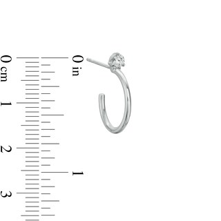 Solid Sterling Silver 3mm CZ Solitaire J-Hoops
