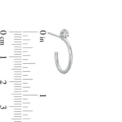 Solid Sterling Silver 3mm CZ Solitaire J-Hoops