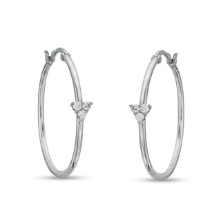 Sterling Silver CZ Trio Cluster Hoops