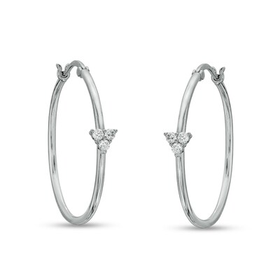 Sterling Silver CZ Trio Cluster Hoops