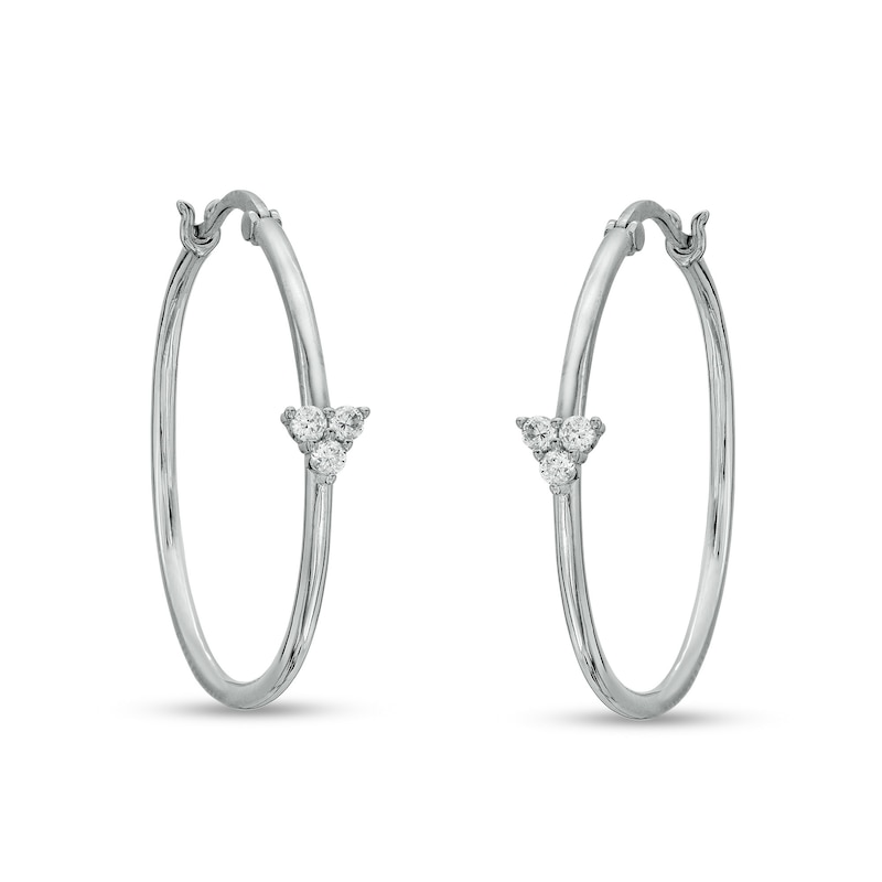 Sterling Silver CZ Trio Cluster Hoops