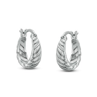 10.6mm Graduated Twist Solid Huggie Hoop Earrings in Sterling Silver