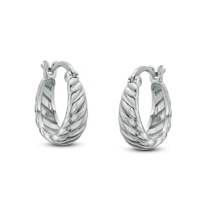 10.6mm Graduated Twist Solid Huggie Hoop Earrings in Sterling Silver