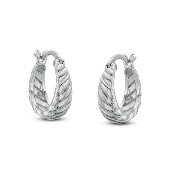 10.6mm Graduated Twist Solid Huggie Hoop Earrings in Sterling Silver