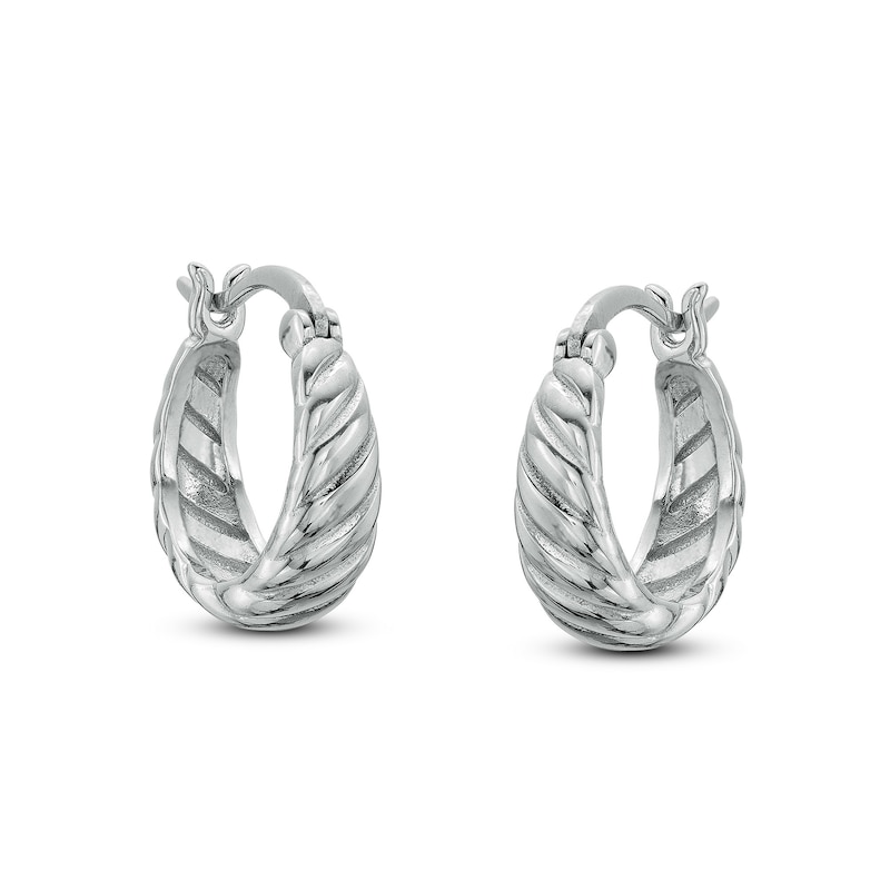 10.6mm Graduated Twist Solid Huggie Hoop Earrings in Sterling Silver