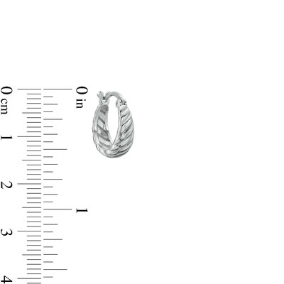 10.6mm Graduated Twist Solid Huggie Hoop Earrings in Sterling Silver