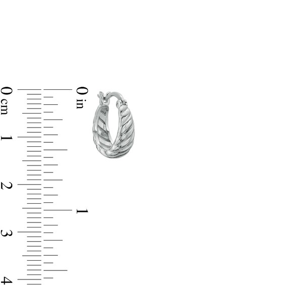10.6mm Graduated Twist Solid Huggie Hoop Earrings in Sterling Silver