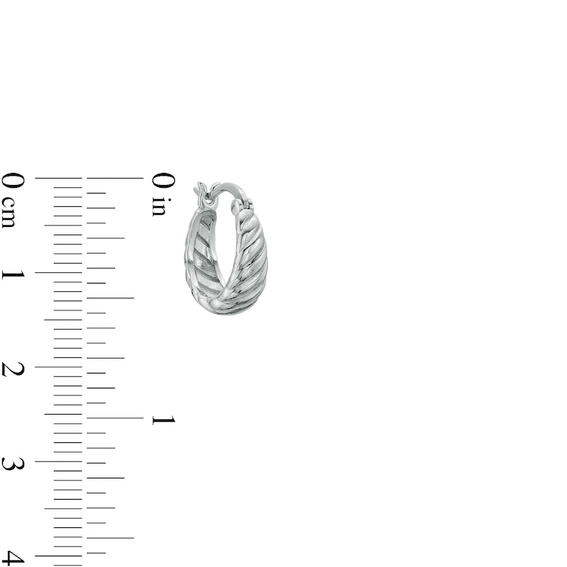 10.6mm Graduated Twist Solid Huggie Hoop Earrings in Sterling Silver