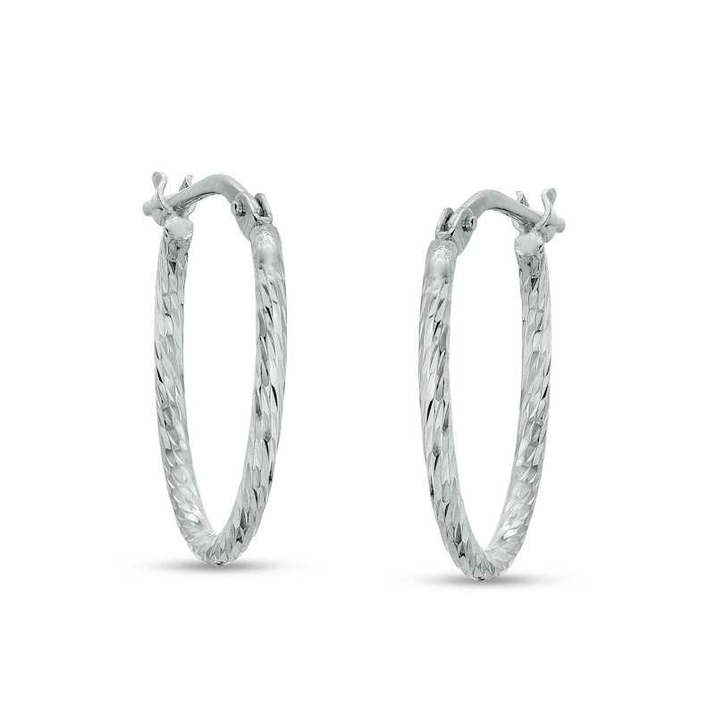 Made in Italy 15mm Diamond-Cut Twist Hollow Tube Hoop Earrings in Hollow Sterling Silver