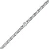 6mm Bezel-Set Cubic Zirconia Solid Cuban Curb Chain Bracelet in Sterling Silver - 7.25"