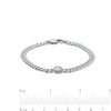 6mm Bezel-Set Cubic Zirconia Solid Cuban Curb Chain Bracelet in Sterling Silver - 7.25"