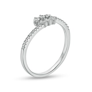 Solid Sterling Silver CZ Graduated Three Stone Bypass Wrap Ring - Size 6