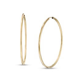 40mm Continuous Tube Hoop Earrings in 10K Gold