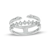 Thumbnail Image 0 of Sideways Marquise and Round Cubic Zirconia Double Row Open Shank Ring in Sterling Silver - Size 6