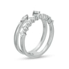 Thumbnail Image 1 of Sideways Marquise and Round Cubic Zirconia Double Row Open Shank Ring in Sterling Silver - Size 6