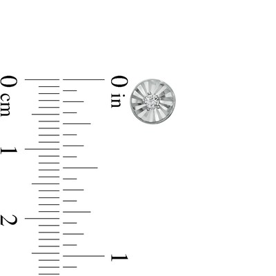 Cubic Zirconia Diamond-Cut Sunburst Disc Stud Earrings in Sterling Silver
