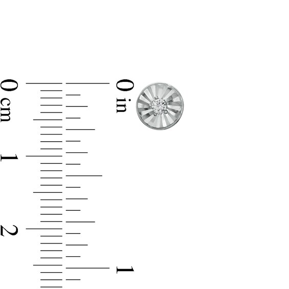 Cubic Zirconia Diamond-Cut Sunburst Disc Stud Earrings in Sterling Silver