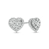 Thumbnail Image 1 of Cubic Zirconia Frame Diamond-Cut Heart Stud Earrings in Sterling Silver