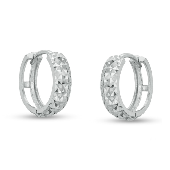 11mm Diamond-Cut Huggie Hoop Earrings in Sterling Silver