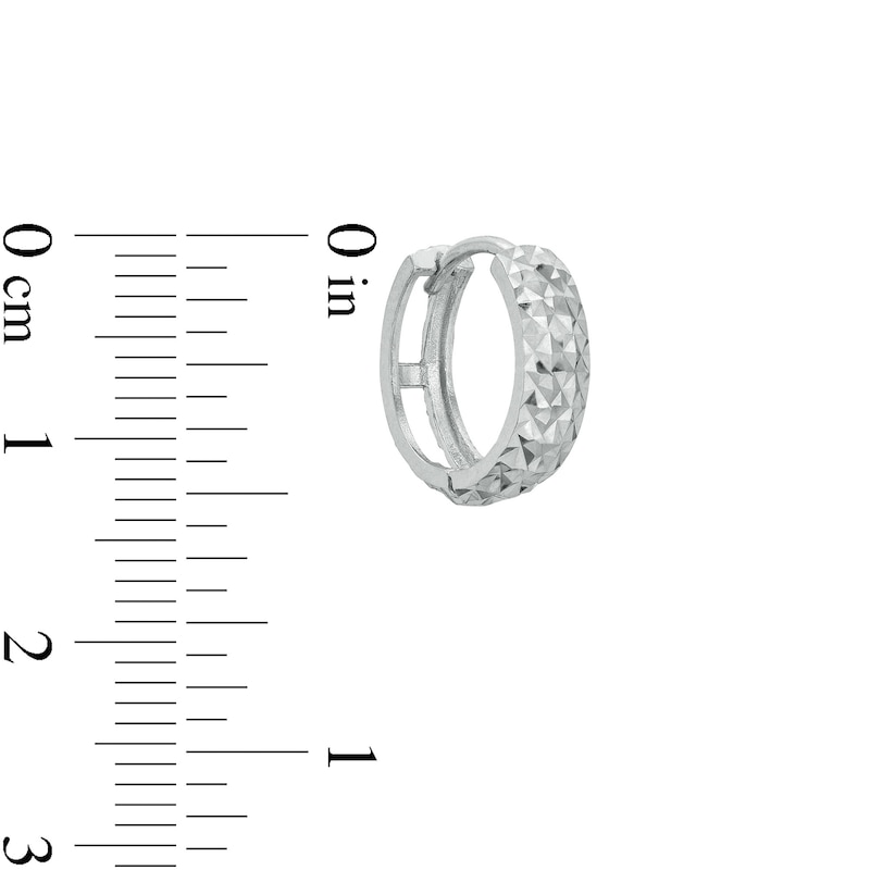 Main Image 2 of 11mm Diamond-Cut Huggie Hoop Earrings in Sterling Silver