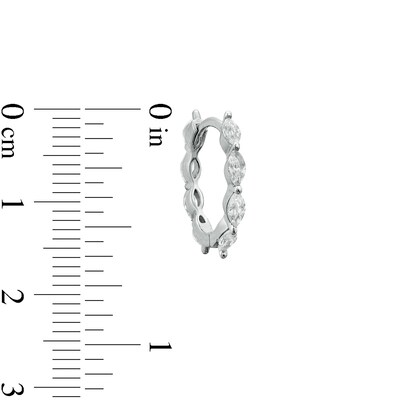 Marquise Cubic Zirconia Solid Huggie Hoop Earrings in Sterling Silver
