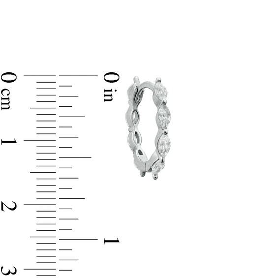 Marquise Cubic Zirconia Solid Huggie Hoop Earrings in Sterling Silver