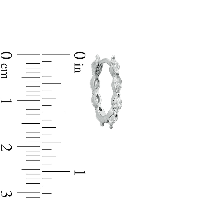 Marquise Cubic Zirconia Solid Huggie Hoop Earrings in Sterling Silver