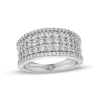 Thumbnail Image 0 of Cubic Zirconia Border Graduated Triple Row Ring in Sterling Silver - Size 10