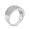 Cubic Zirconia Border Graduated Triple Row Ring in Sterling Silver - Size 10