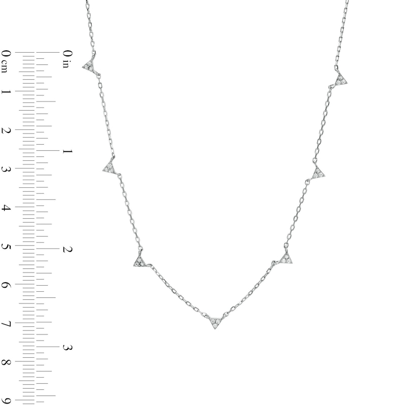 Cubic Zirconia Trio Mini Geometric Triangle Station Necklace in Solid Sterling Silver