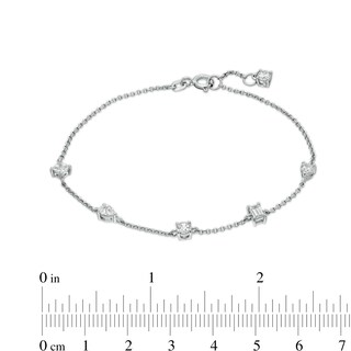 Sterling Silver CZ Multi-Shaped Station Bracelet - 7.5"