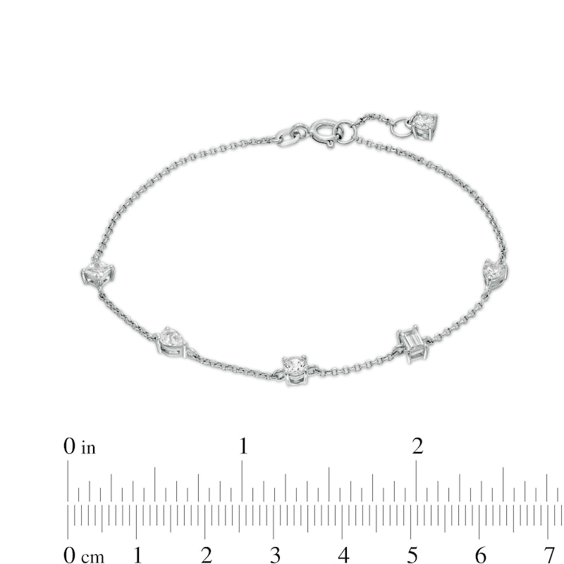 Main Image 2 of Sterling Silver CZ Multi-Shaped Station Bracelet - 7.5"