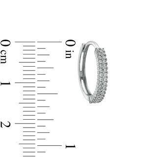 Solid Sterling Silver CZ Pavé Double Row Huggies