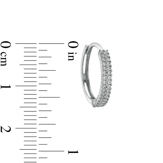 Solid Sterling Silver CZ Pavé Double Row Huggies