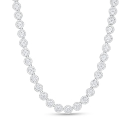 Cubic Zirconia Frame Tennis Necklace in Sterling Silver - 20&quot;