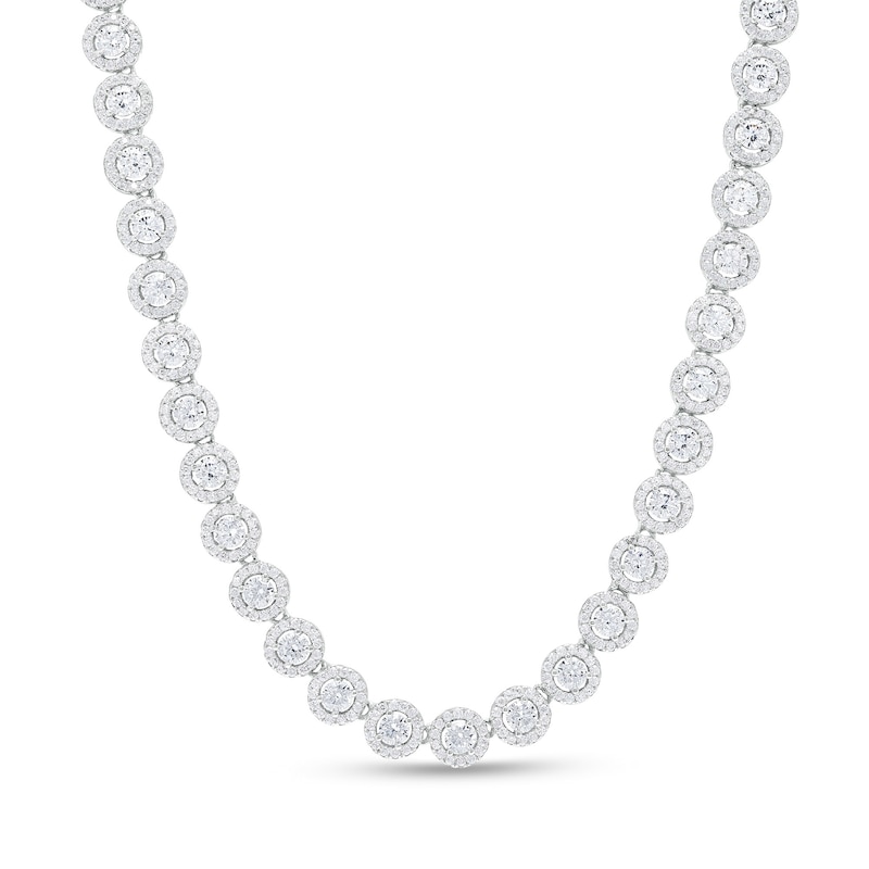 Cubic Zirconia Frame Tennis Necklace in Sterling Silver - 20"