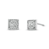 Thumbnail Image 0 of Cubic Zirconia Beaded Three-Dimensional Square Pyramid Stud Earrings in Sterling Silver